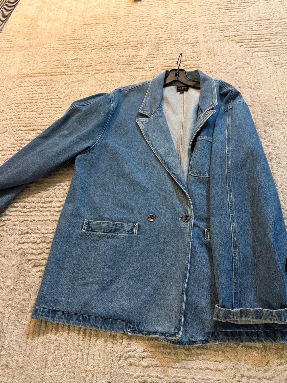 Relaxed Blue Denim Blazer Jacket - Women